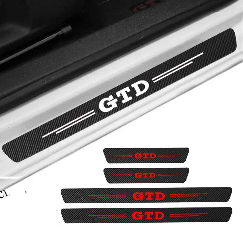 4Pcs Carbon Fiber Car Door Sill Protection Sticker For Volkswagen GTD VW Golf 4 5 6 7 7 MK4 MK5 MK6 MK7 MK8