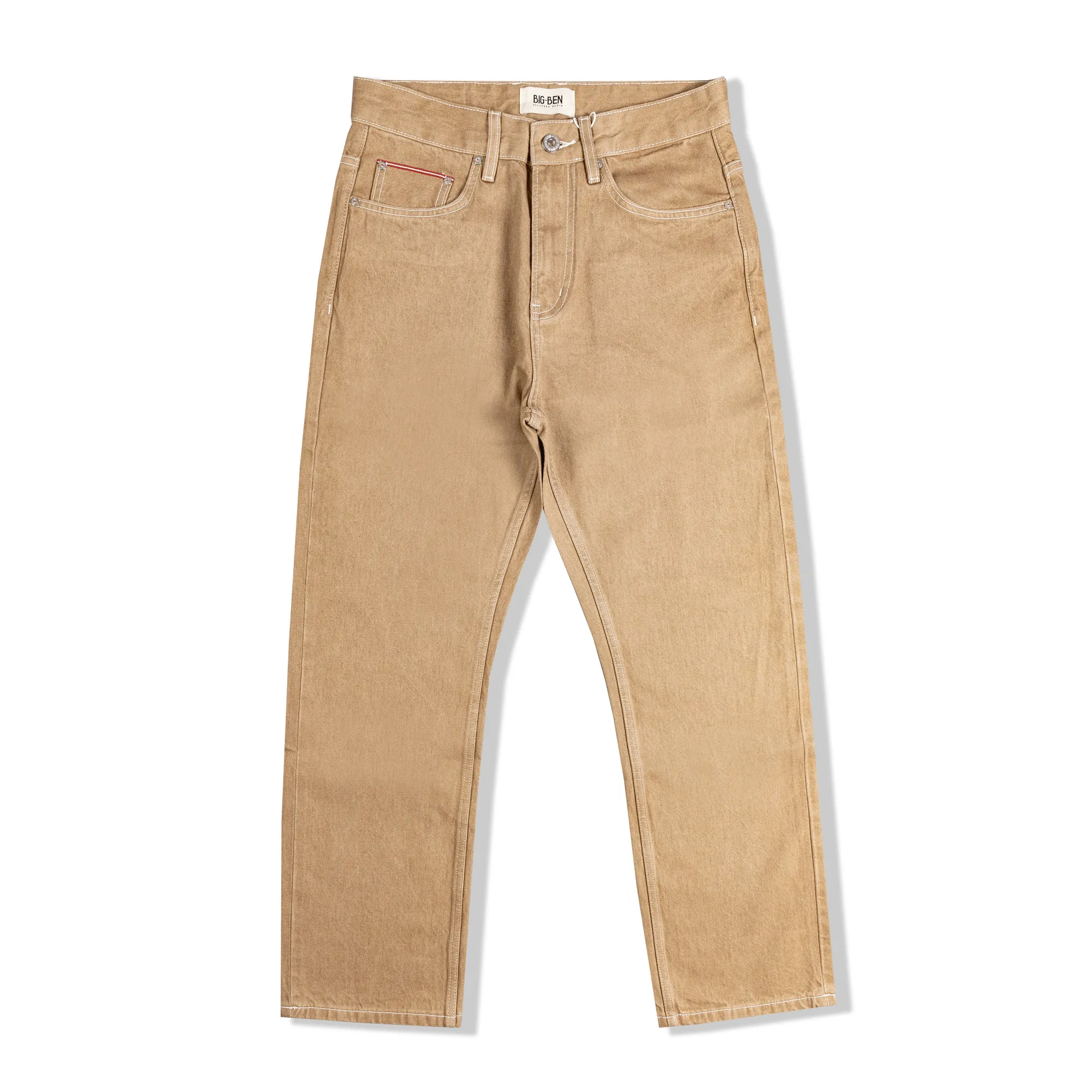 

Amekaji Lightweight 12 oz 100% Cotton Washed Selvedge Khaki Raw Denim Regular Straight Commuter Light Luxury Style Men's Jeans
