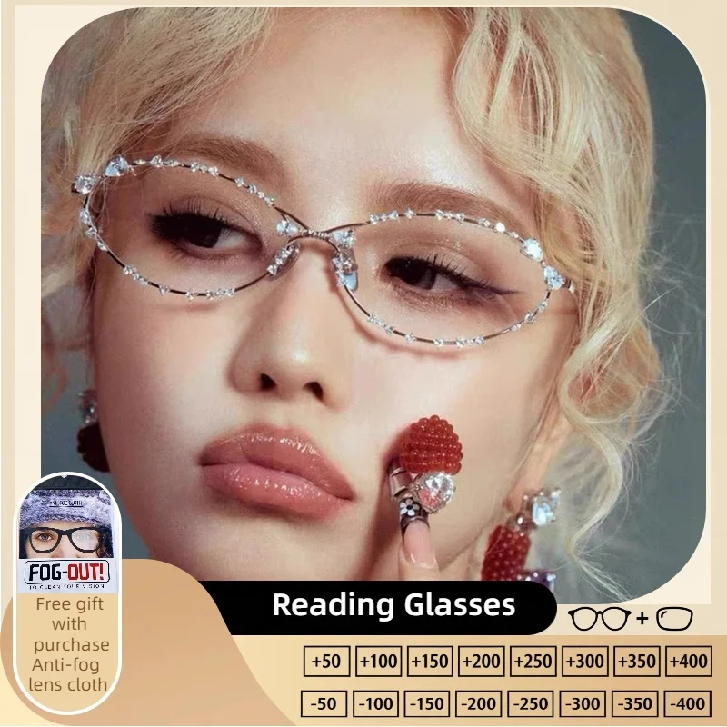 

Очки SUSZ с кристаллами, женские и мужские, оверсайз, в форме кошачьего глаза, металлические, овальные, винтажные, блестящие, для вечеринок