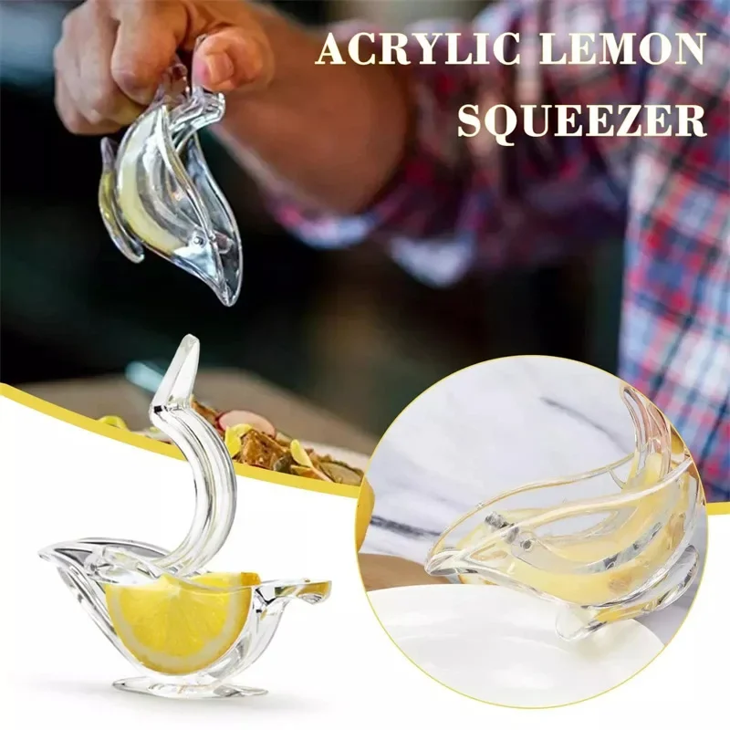 Kitchen Lemon Clip Squeinder, Home Mini Fruit Juicer, Transparent Bird Shape Squezing tool, Lemon Orange manual nectar