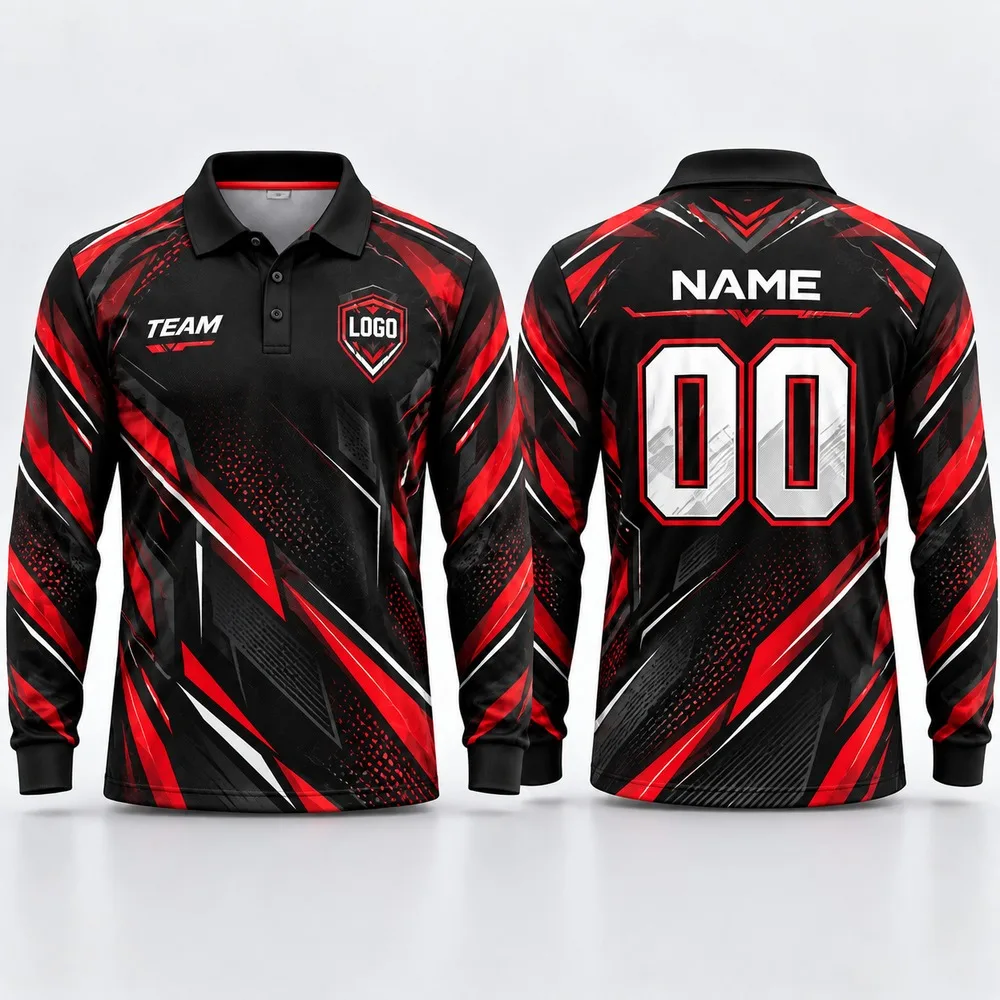 Free Custom Corporate Team Long Sleeve Polo Shirt for Men Name Number Logo Print Polyester Personalized Uniform Casual Outfit