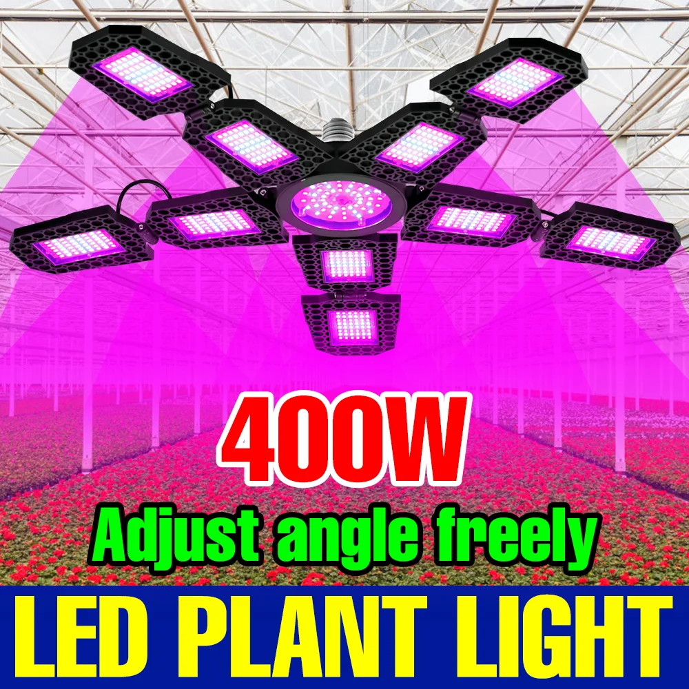 

400W LED E27/E26 Grow Light Full Spectrum Greenhouse Plant Cultivation Lamp Foldable Deformation For Fruit Vegetables Hydroponic