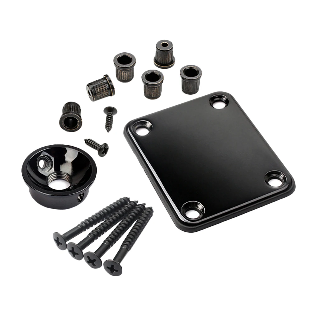 

1 Set Of Guitar Neck Mounting Plate With Screws Durable Metal Back Protection For Electric Bass Guitar Repair Parts Accessory