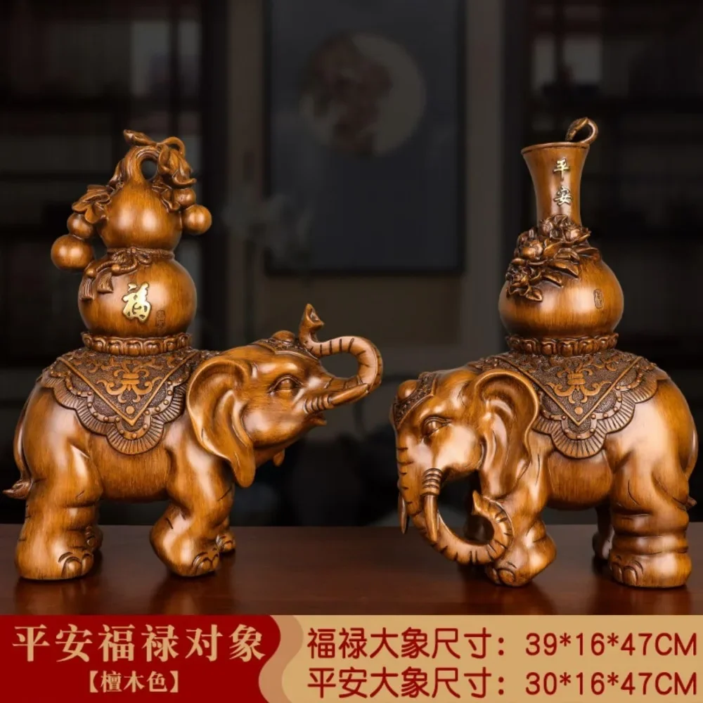 زينة فنغ شوي زوج من خشب الصندل على شكل فيل - Zhaocai Town Residence غرفة المعيشة مدخل خزانة التلفزيون ديكور خزانة الكتب