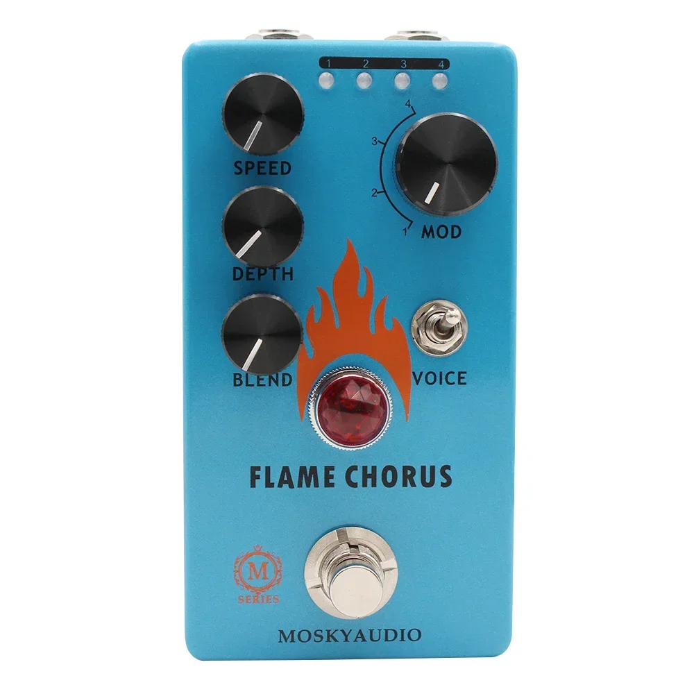 Mosky Flame Chorus Guitar Pedal with Speed/Depth/Blend/Voice Button,4 Modes Chorus Effect Pedal for Electric Guitar