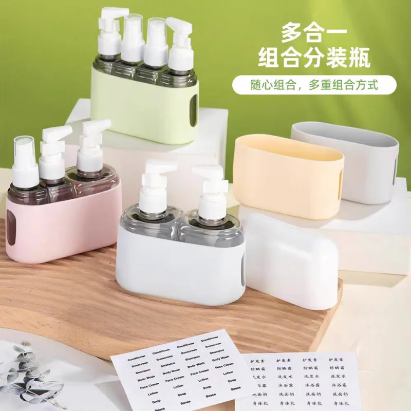 4 in 1/2 in 1 Bottiglie da viaggio da 50 ml e 100 ml Set Shampoo Gel doccia Lozione per lavaggio a mano Bottiglia vuota divisa Kit da viaggio Accessori