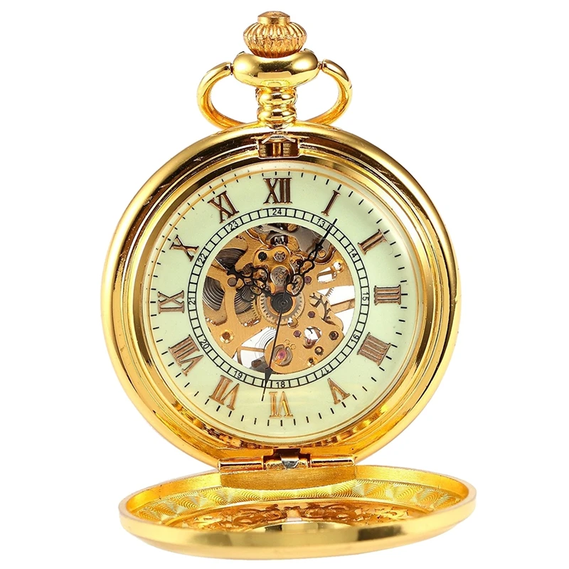 Luxury Golden Luminous Mechanical Pocket Watch