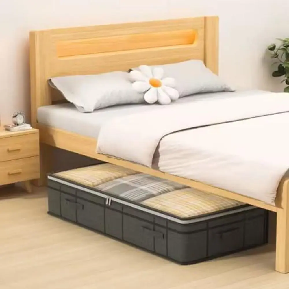 حقيبة تخزين من القماش غير المنسوج تحت السرير، نافذة شفافة، سعة كبيرة، صناديق تخزين مسطحة قابلة للطي ومقاومة للغبار #5