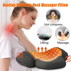 Almohada eléctrica de masaje para cuello, masajeador con vibración, tracción Cervical, relajante, espuma viscoelástica para dormir, soporte para la columna vertebral