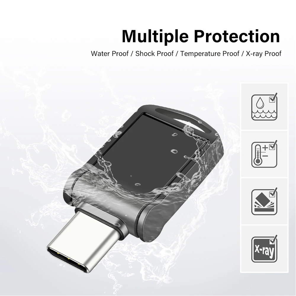 Super Mini TYPE-C USB Flash Drive 64GB Rotatable Metal Pen Drive 32G Free Key Chain Memory Stick Creative Business Gift Pendrive