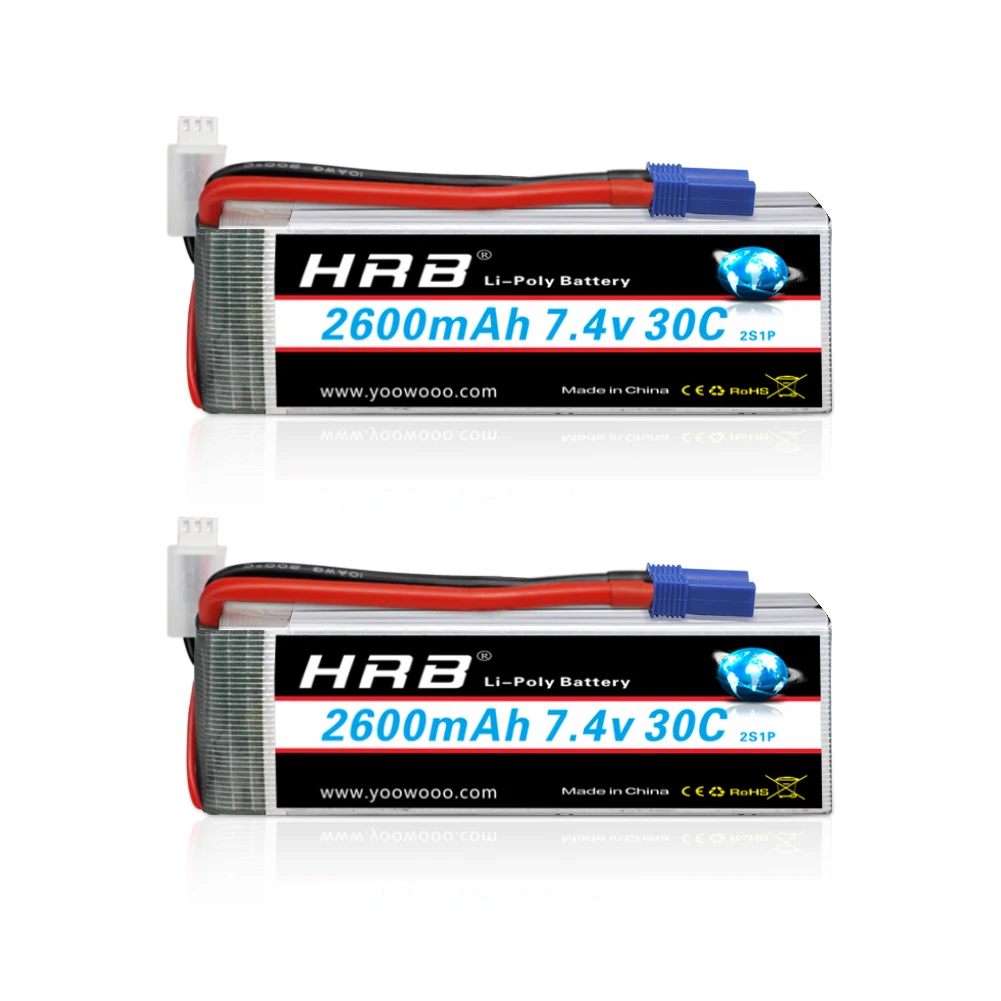 1/2 Pack HRB 2S 7.4V 2600mah Lipo Batteria 30C Per RC Quadcopter Elicottero Barca Auto Aereo