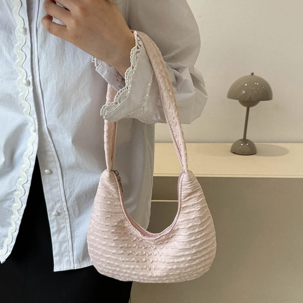 Korean Fashion Women Shoulder Bag Casual Simple Soft Handbags Designer Artistic Style Underarm Bag Sweet Dumplings Bag