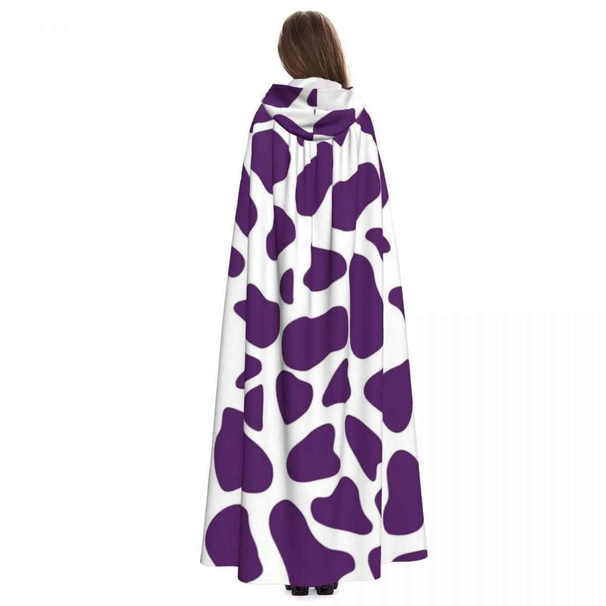 الأرجواني الزرافة طباعة طويلة مقنعين عباءة الساحرة القرون الوسطى زي تأثيري كيب هالوين معطف الكبار للجنسين