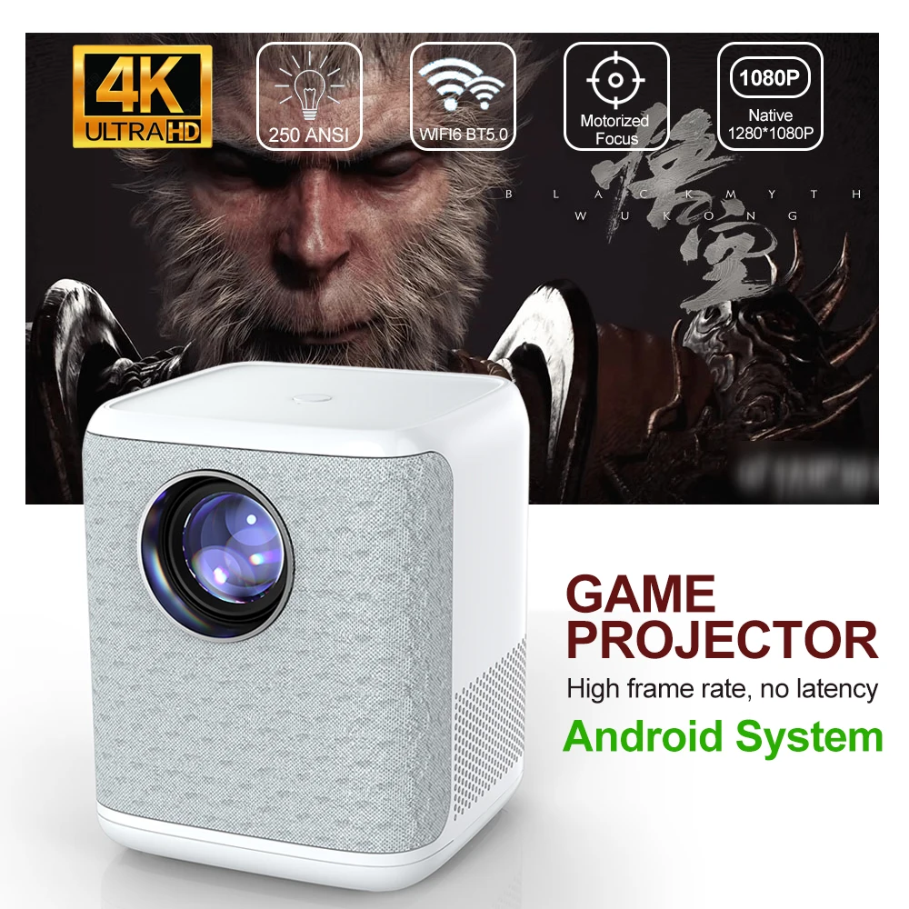 

Game LED Projector 4K 250ANSI Android 9.0 Home Projectors Beamer Home Theater Cinema Official-website Fast Focus Mini Projector