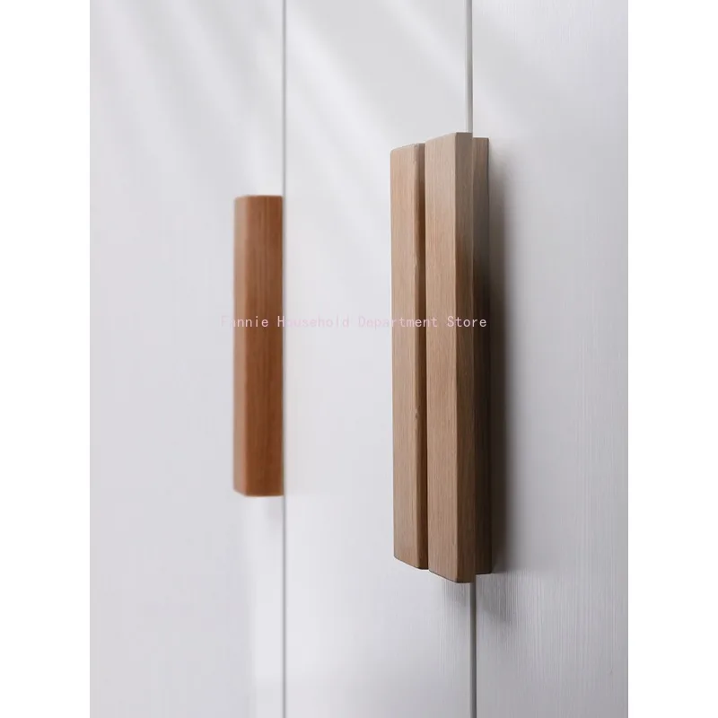 1PCS solid wood classic minimalist wardrobe handle furniture, natural wood color wardrobe, storage cabinet door, wooden handle