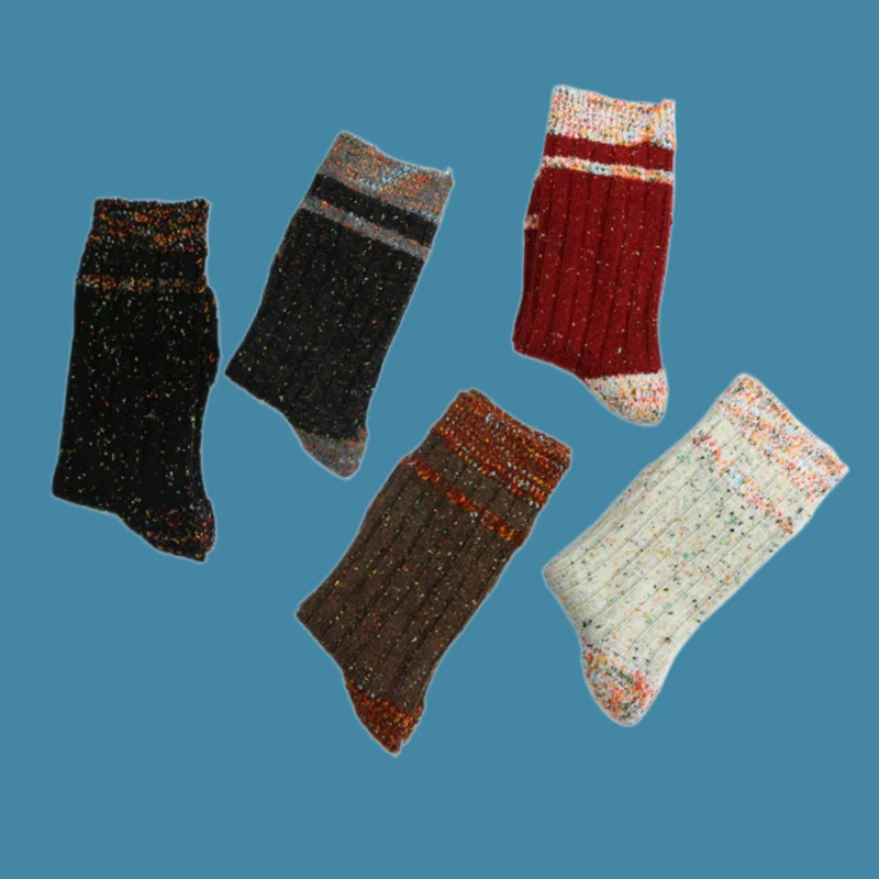 Chaussettes longues en coton pour femmes, fil à pois, rayures simples, tube moyen épaissi, document solide, haute qualité, 5/10 paires