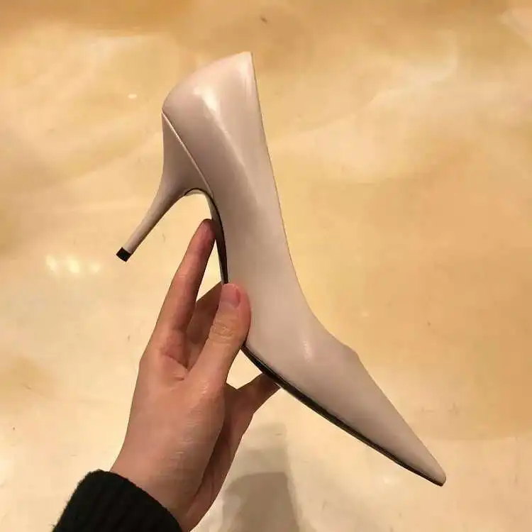 2024 Spring New Black Sexy High Heels Women\'s Thin Heels Pointed Bare Color Light Mouth Heels Versatile French Single Shoes