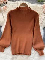 SINGREINY Women Retro Sweater Suits 2024 Fashion Lantern Sleeve Sheath Knitted Top+Elastic Loose Long Skirt Two Pieces Sets - Image 5