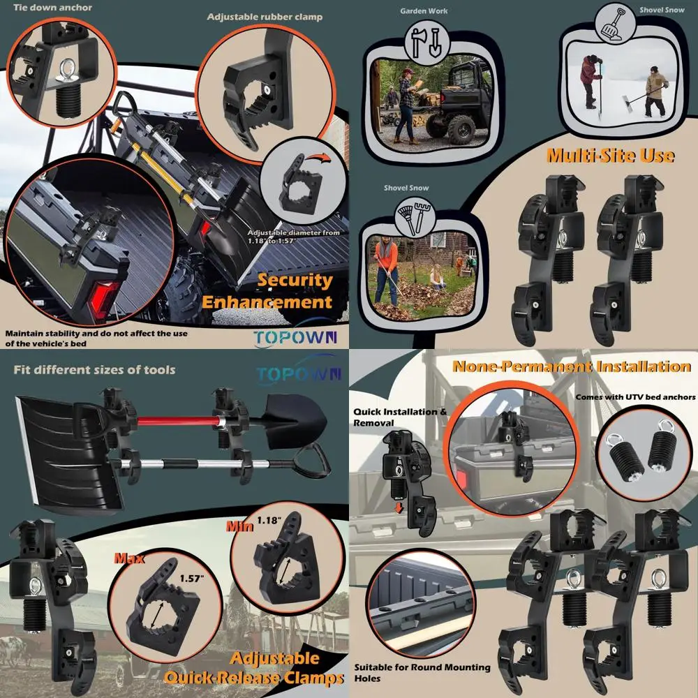 

Стойка для инструментов UTV Двойные крючки для инструментов Стойка для Polaris Ranger, Держатель инструмента UTV Держатель лопаты Крепление для кровати, Крепление для инструментов UTV Крепление для фермерских инструментов