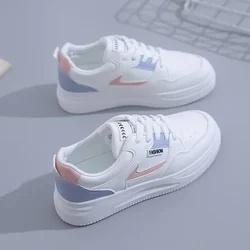 Zapatillas altas de plataforma para mujer, zapatos deportivos vulcanizados informales, a la moda, color blanco, otoño e invierno, 2023