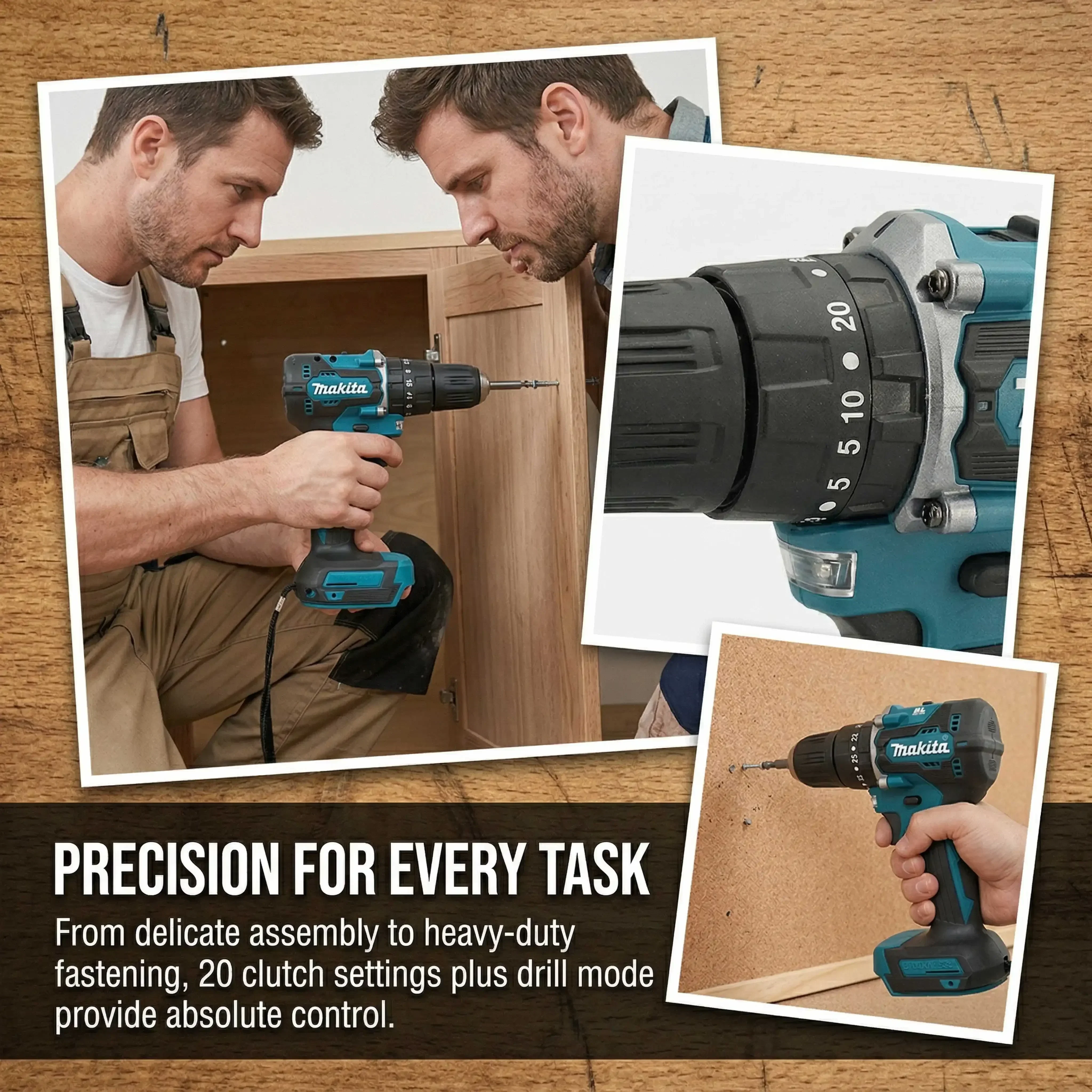 Makita 18V LXT Bürstenloser Bohrschrauber DDF487 60N Drehmoment 0-500/0-1700 U/min 0,3-10mm Bohrfutter für die Installation von Zaun- und Torriegeln – Detail 2