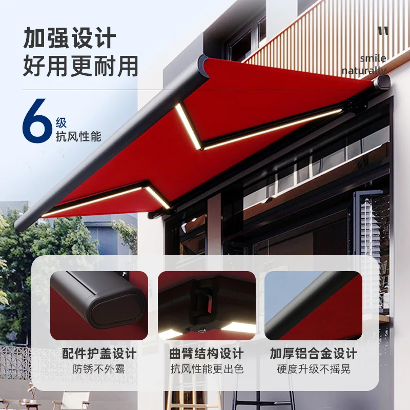 

Утолщенный выдвижной электрический навес Amazon для балкона, двора и улицы