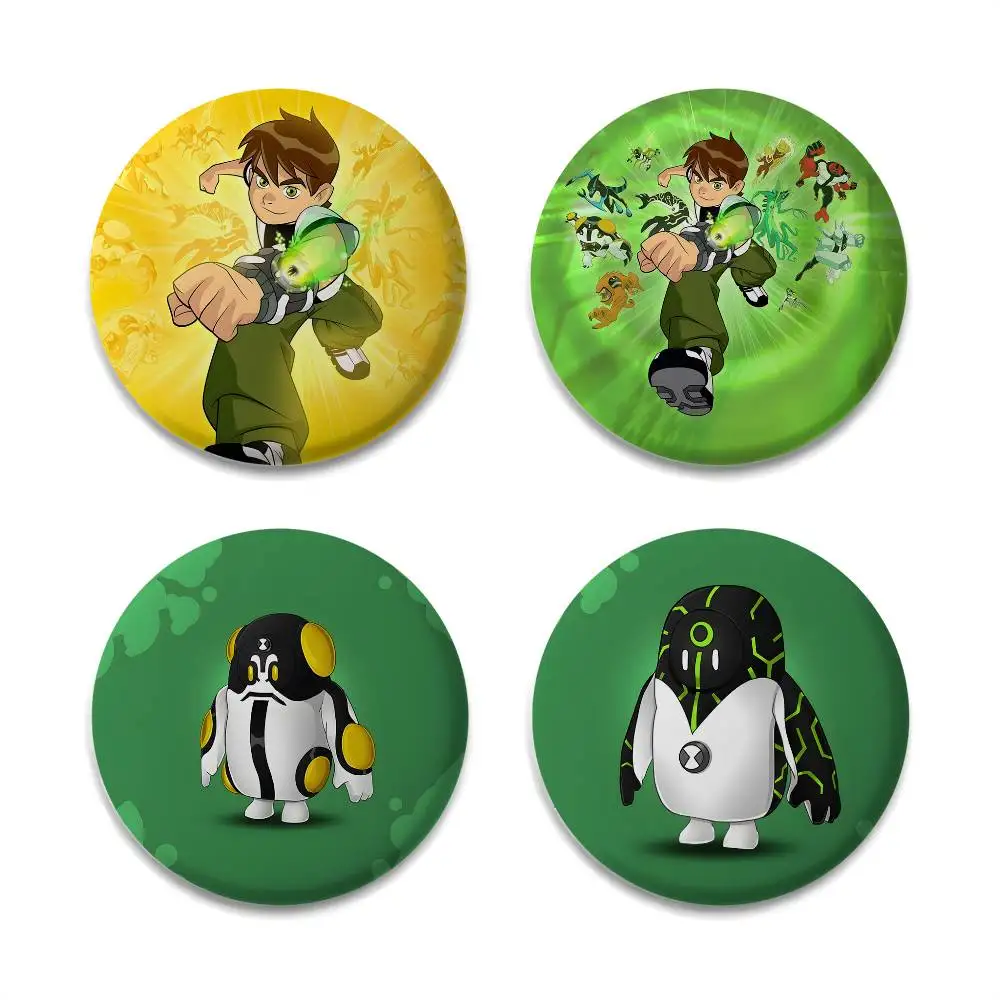 

Cartoon B-BenS 10 Badges Round Exquisite Badge Brooches Creative Pins For Clothes Hat Backpack Gift Accessories