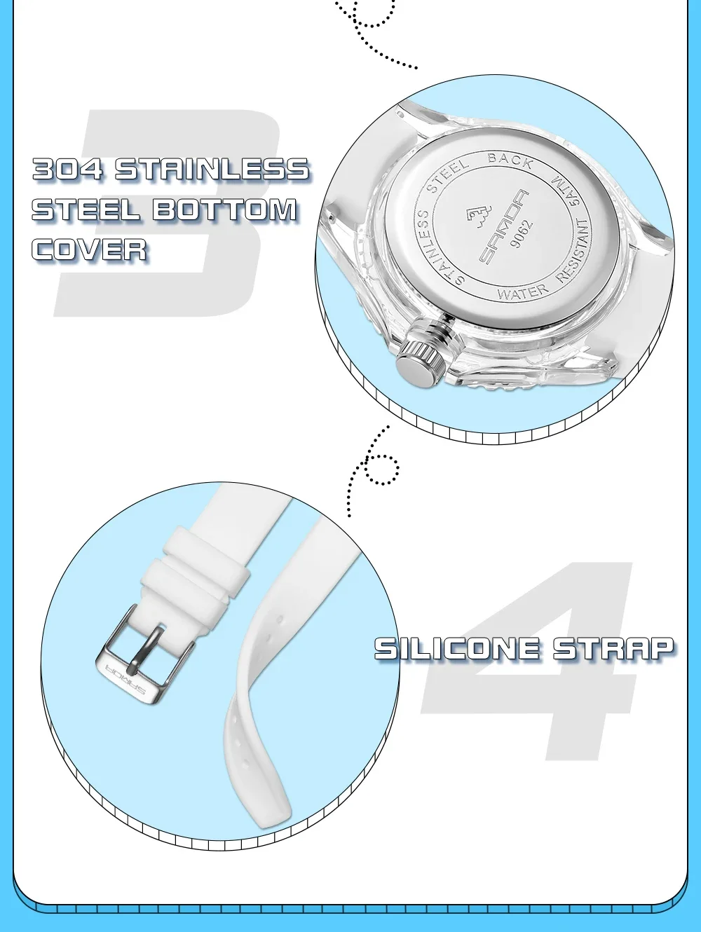 Sanda-reloj electrónico de cuarzo para niños, pulsera resistente al agua con calendario Simple, caja transparente, Popular, 9062