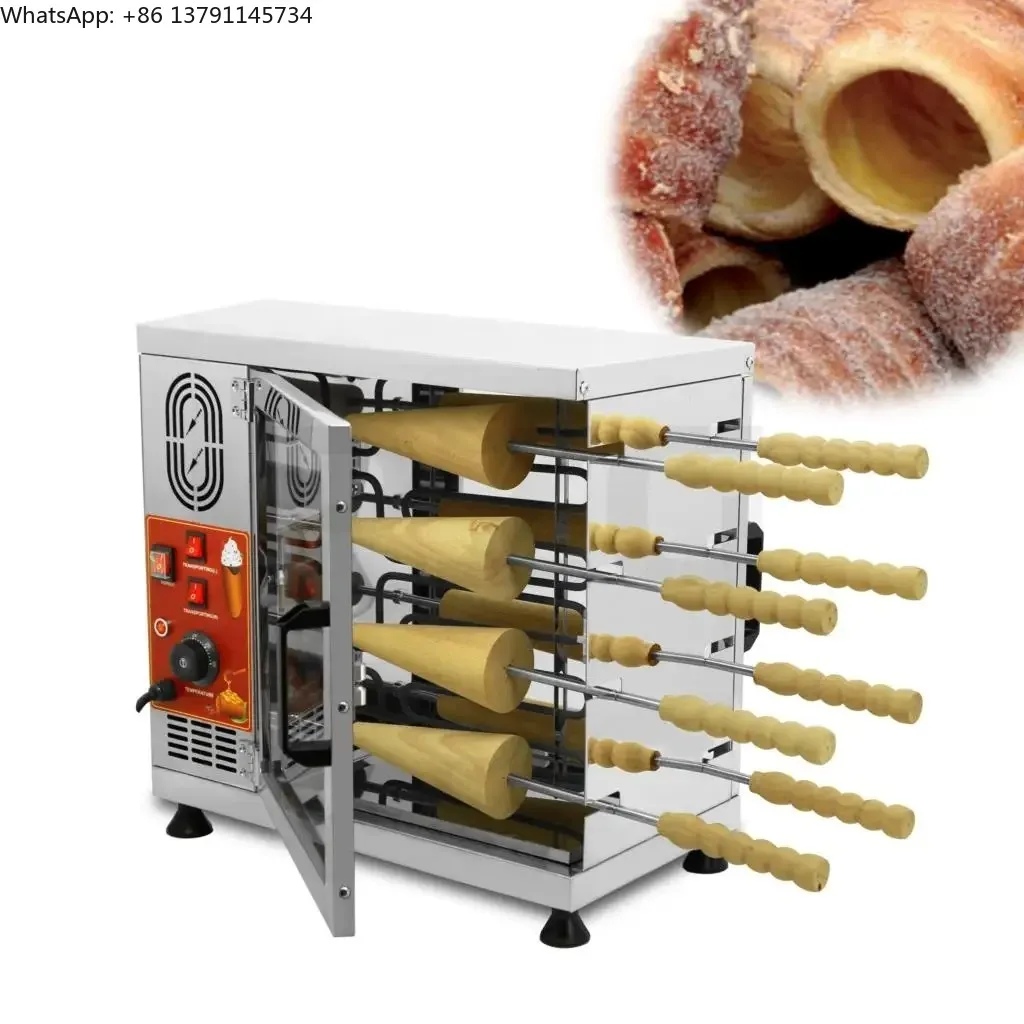 

8/16 Rollers Commercial Donut Ice Cream Cones Maker Chimney Cake Rolls Grill Oven Machine