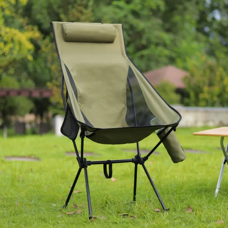 Moon Chair Lounge Chair Outdoor Camping Leisure Picnic Folding Chair Cup Bag with Cushion Available in Three Colors