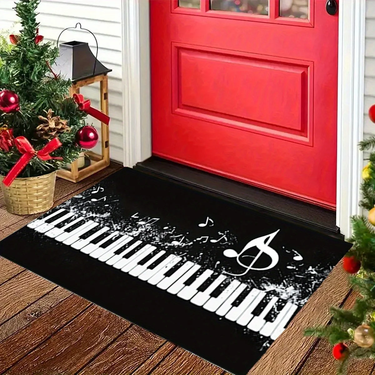 Musician Gift Music Keyboard Doormat Welcome Mat for Piano Lover Entryway Decor Home Studio Mat Musical Note Keys Design Rug