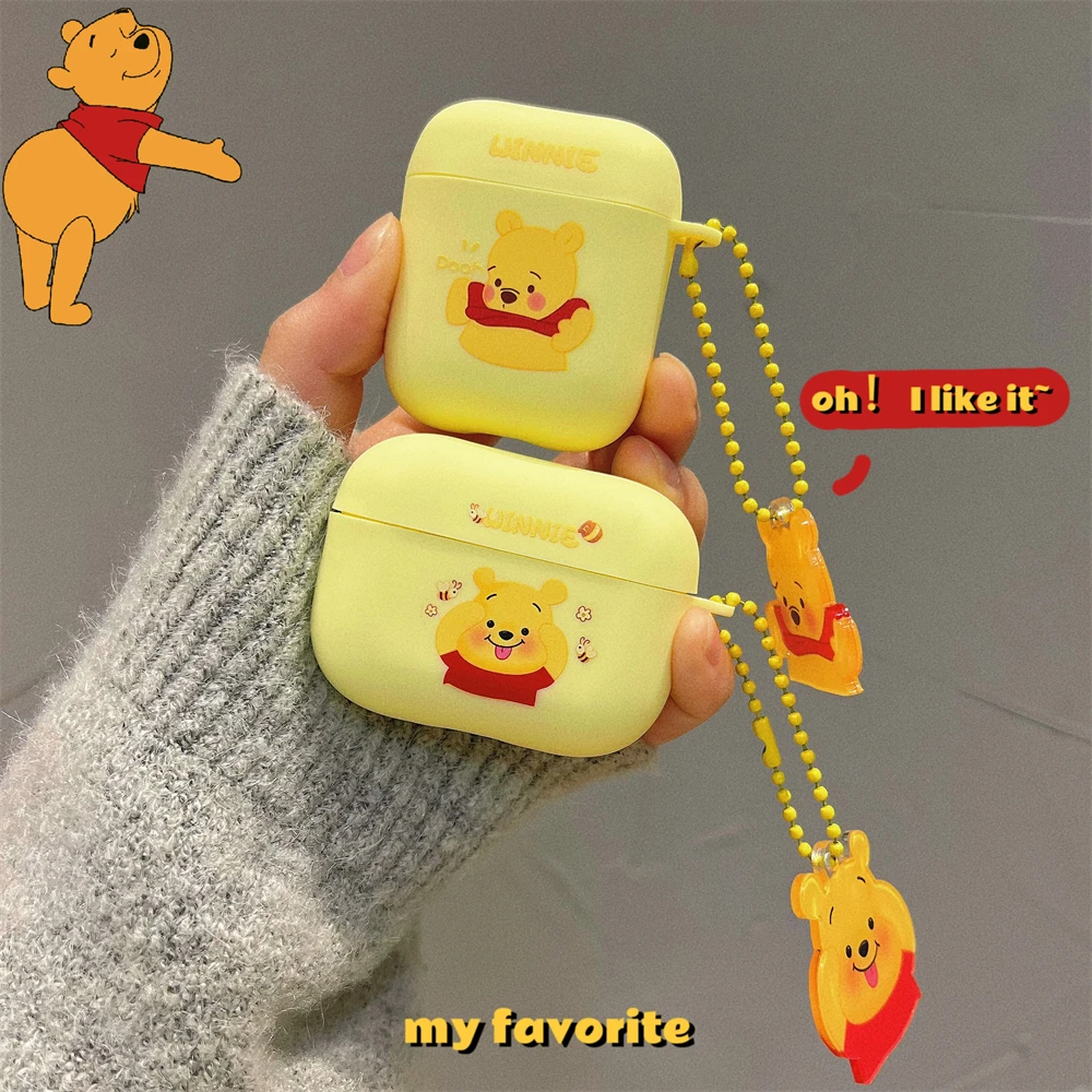 For Airpods 4 2 3 1 Generation Cute Winnie Bear Earphone Case for Airpod Pro Pro2 Soft Silicone Cover Gift For Boyfriend