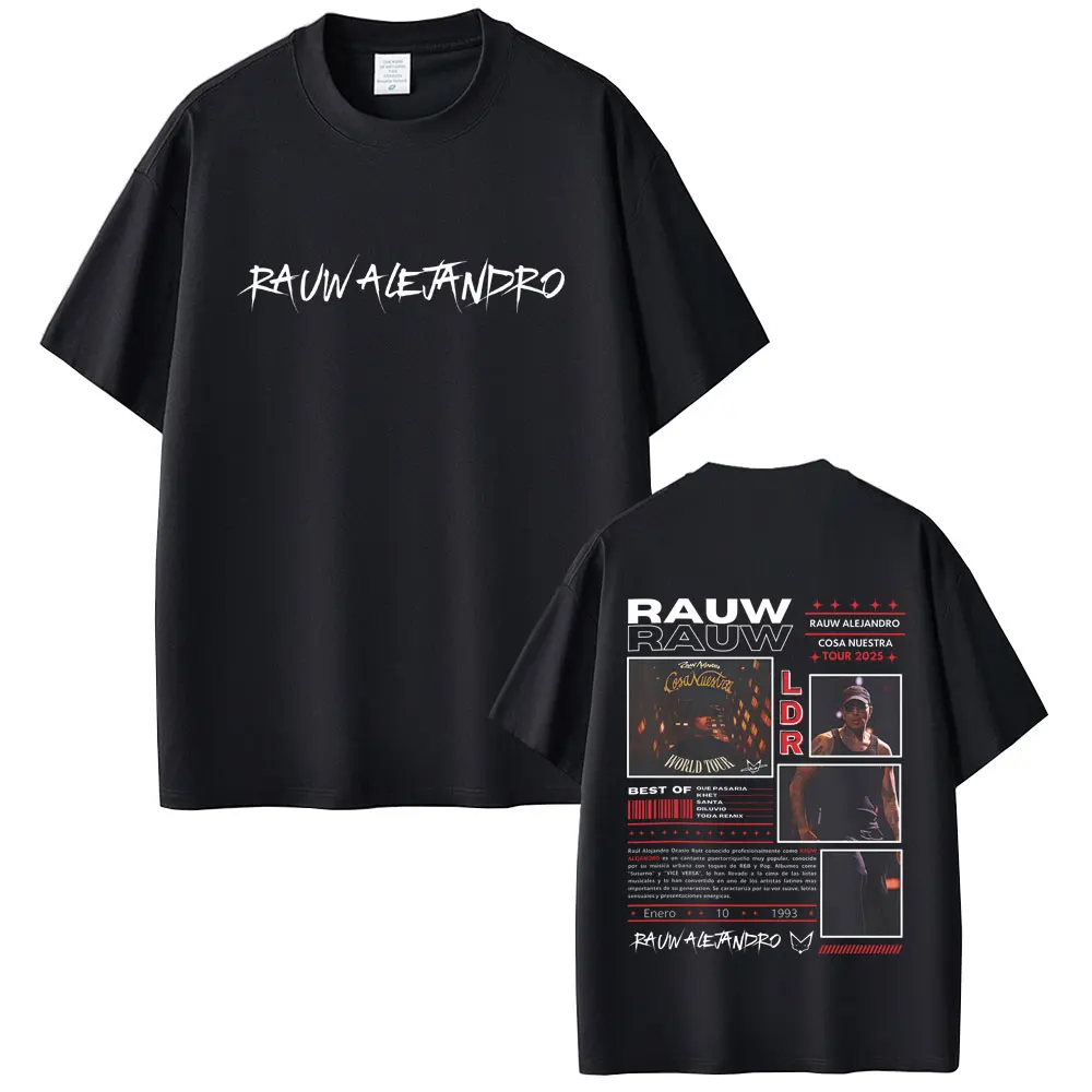 

Rapper Rauw Alejandro Cosa Nuestra World Tour 2025 T Shirt Men Hip Hop Fashion Street Crewneck T-shirts High Quality Cotton Tees