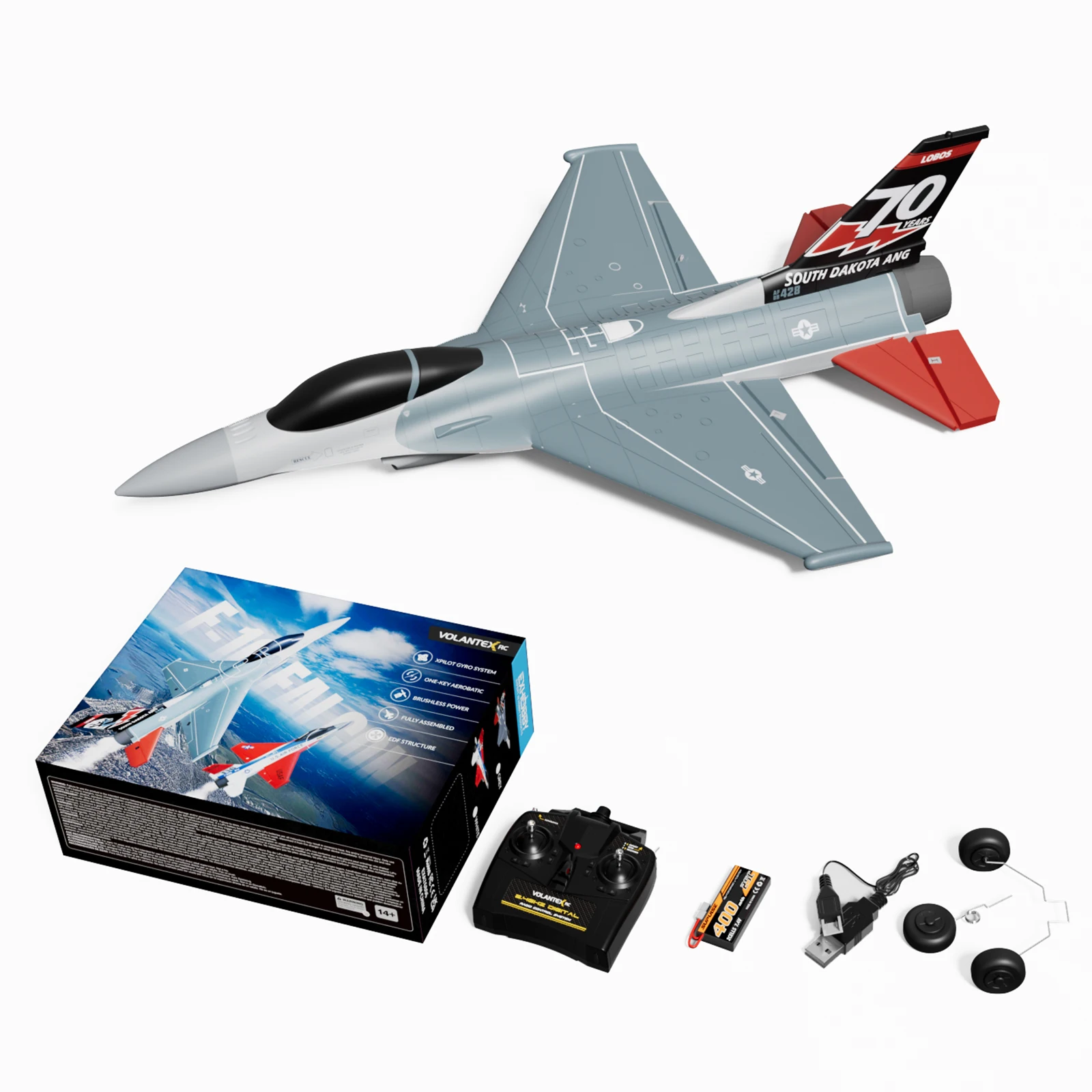 VOLANTEXRC F16 Falco RC avion une clé voltige RTF chasseur avec stabilisation Xpilot 2.4G 4CH RTF planeur moteur sans brosse