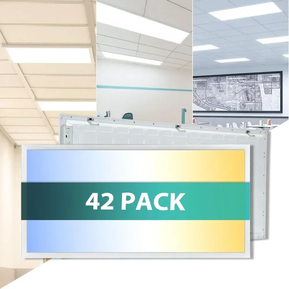 42-Pack 2x4 LED Flat Panel Light Drop Ceiling, 0-10V Dimmable, 5000K 4000K 3000K Selectable &Switchable,100-277Vac, ETL & DLC