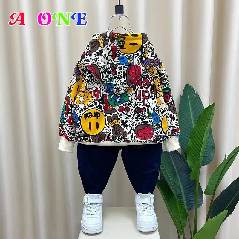 spring autumn boy sweatshirt set clothes toddler kids suit clothing hoddies + jeans pants 2 pcs fashion cotter 2-12y