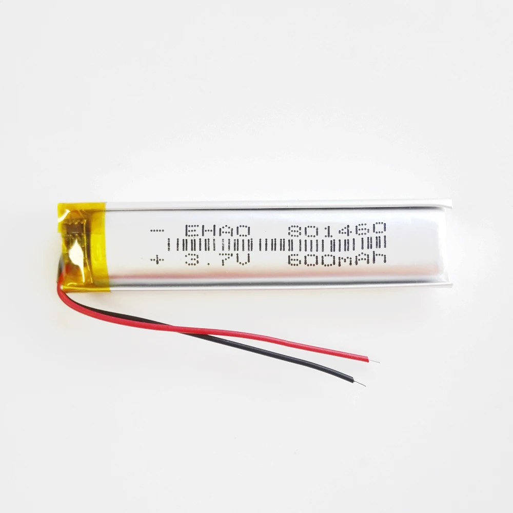 3.7V 600mAh Lithium Polymer LiPo Rechargeable Battery 801460 For Mp3 GPS Recorder DVD E-book Bluetooth Headset Headphone