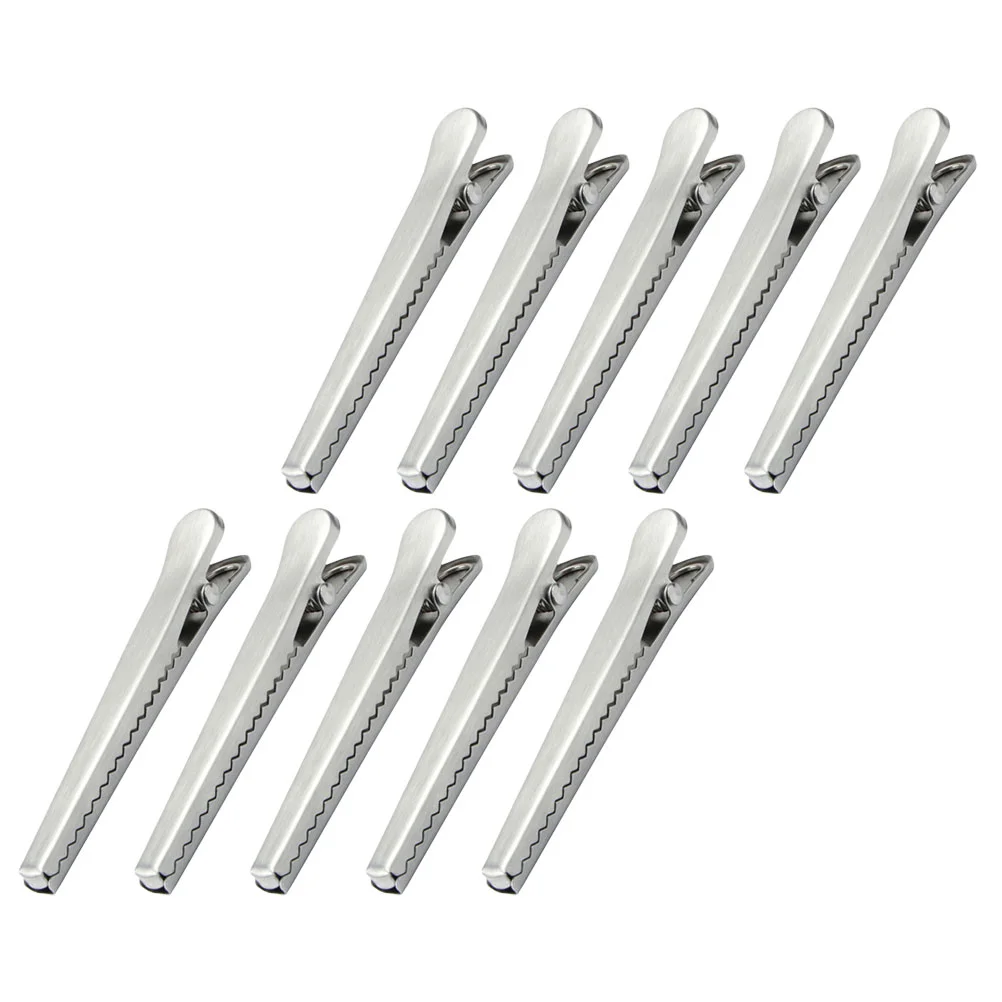 10 Pcs Stainless Steel Alligator Clip Living Room Sealing Potato Chips Bag Clips Serrated Convenient Clamps Food Travel