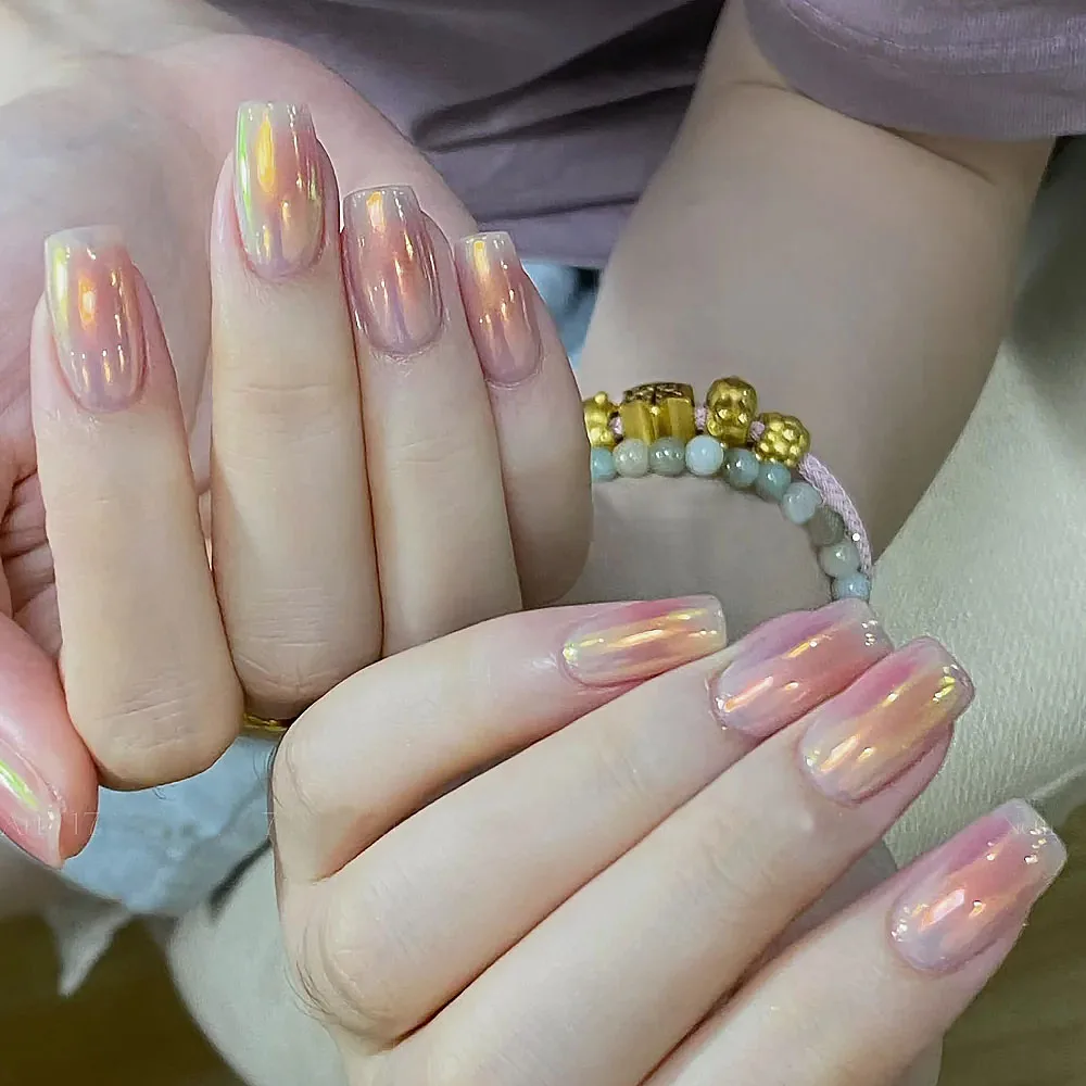 1 Pot Aurora Goud Spiegeleffect Plating Nagelpoeders Zeemeermin Oranje Geel Chroom AB Magische Spiegel Nagelstof Parel Shell Benodigdheden