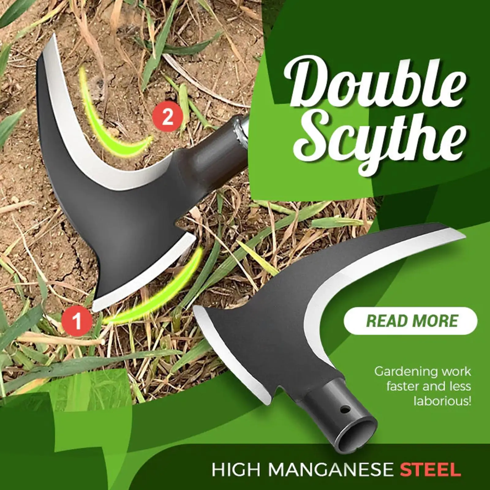 Double Sickle Chopping Scythe Axe Wood Chopping Trees Cutting Grass Machete Tools Multifunctional Weeding Agricultural Tool