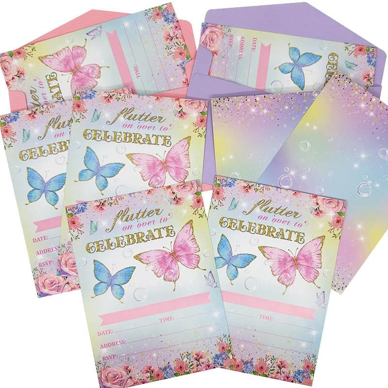 Colorful Butterfly Greeting Card Game Card Party Baby Holiday Birthday Positive Invitation Letter