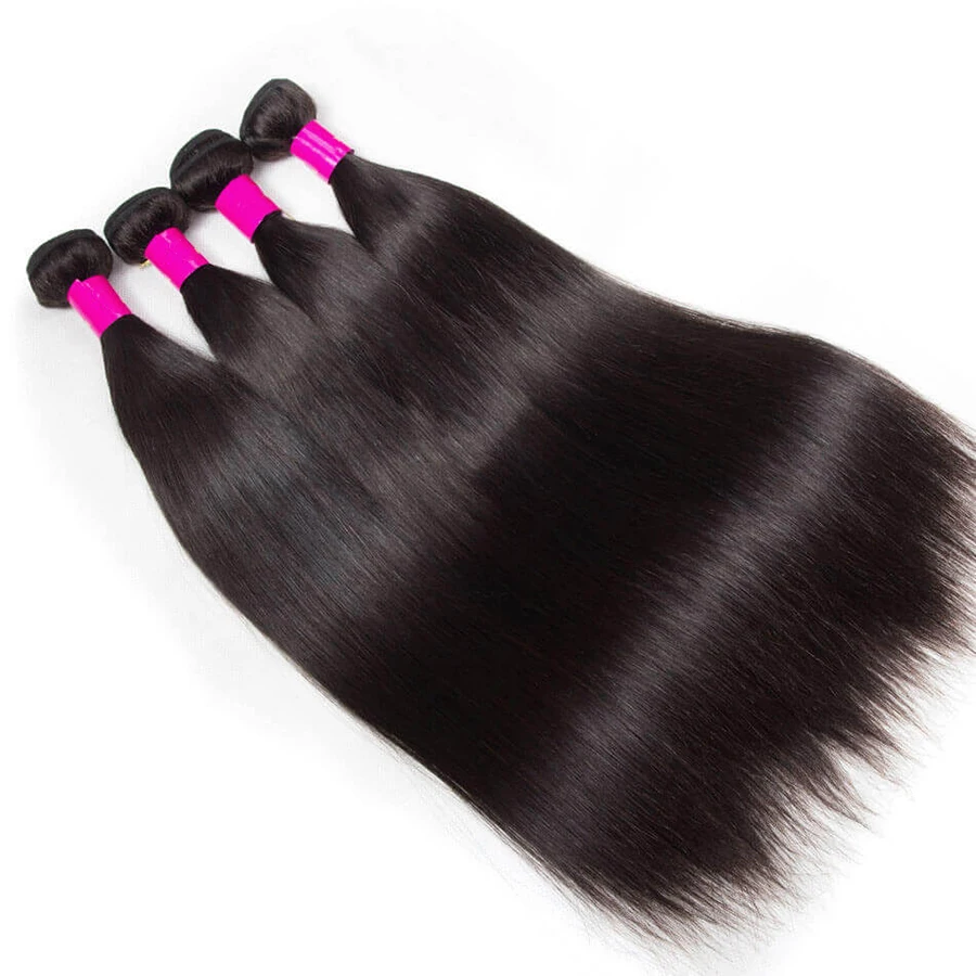 3/4ピースセット 34 36 38 40インチ ボーンストレート人毛エクステ 未加工バージンヘア 100%人毛エクステ ダブルウェフト