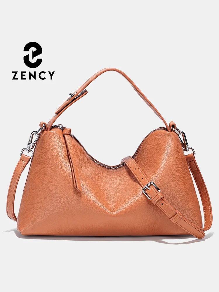 

Zency Genuine Leather Tophandle Bag Fashion Hobo Bag Women Shoulder Handbag Crossbody Designer Elegant White Satchel Retro Brown