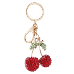 Novelties Korean Cartoon Cute Cutout Red Cherry Car Keychain Bag Pendant Fashion Leading Key Chains for Women