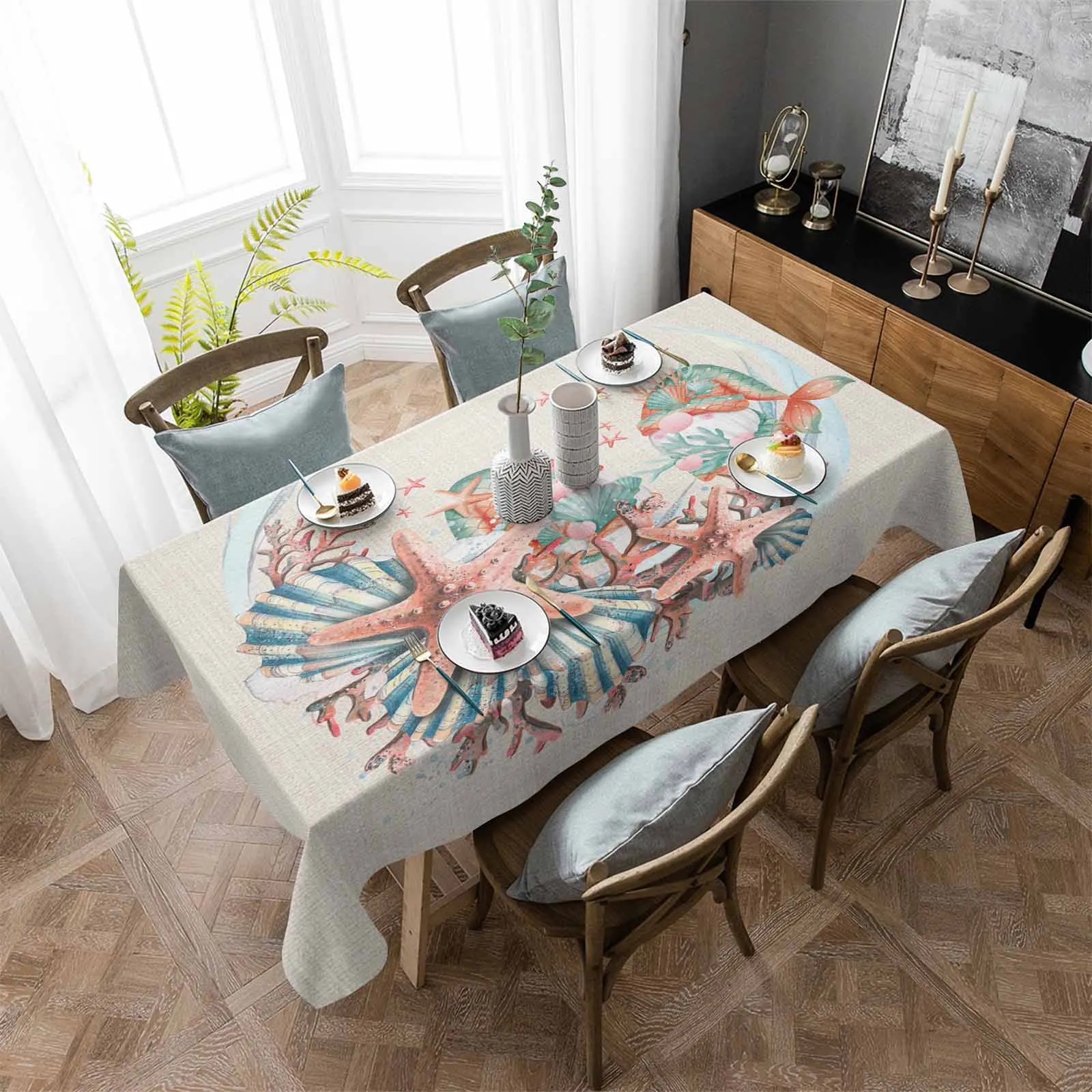 

Водостойкая скатерть в виде морской звезды, ракушки карлика