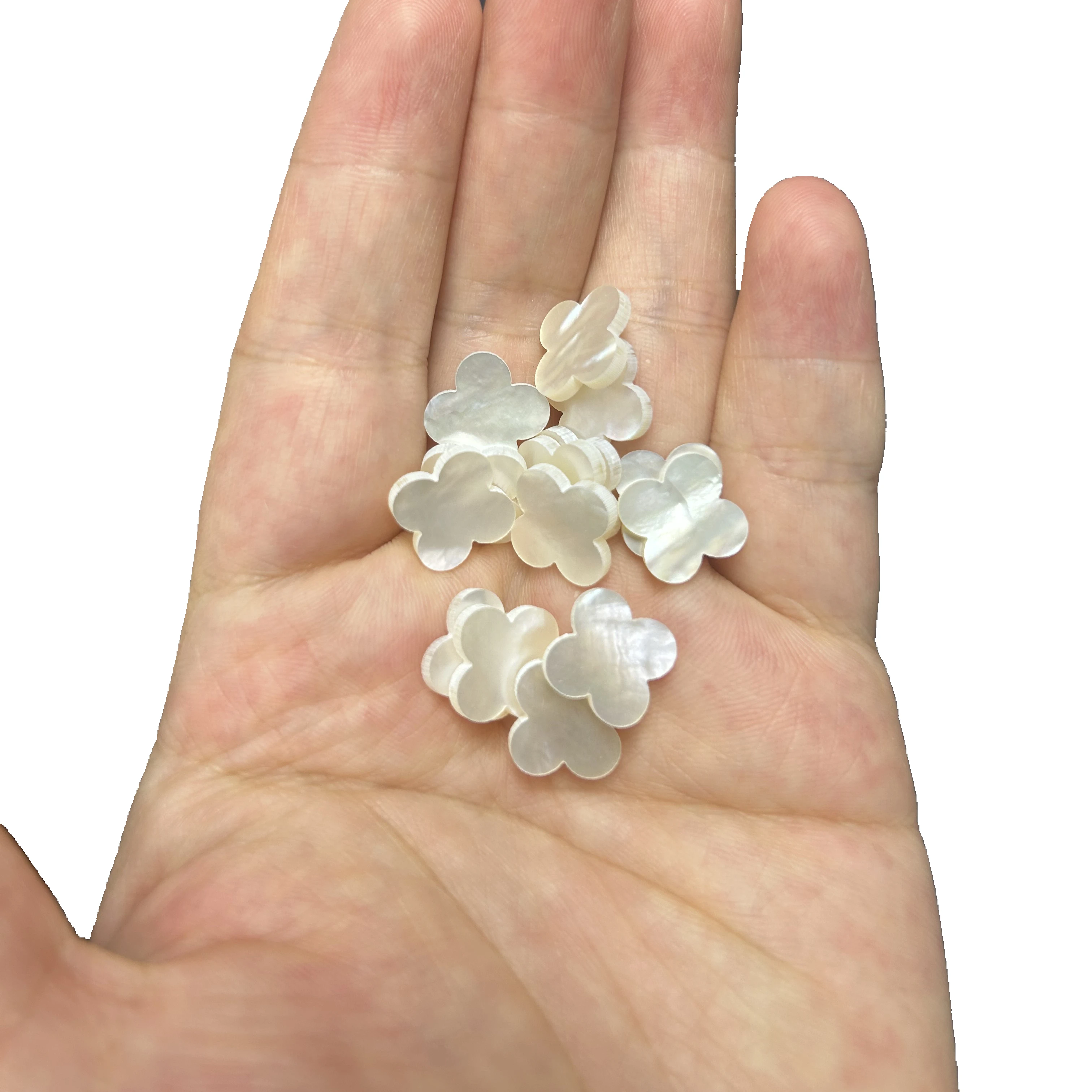 Natural White Mother Of Pearl White Shell Loose Stone Four Leaf Flower BeadsFor Jewelry Making