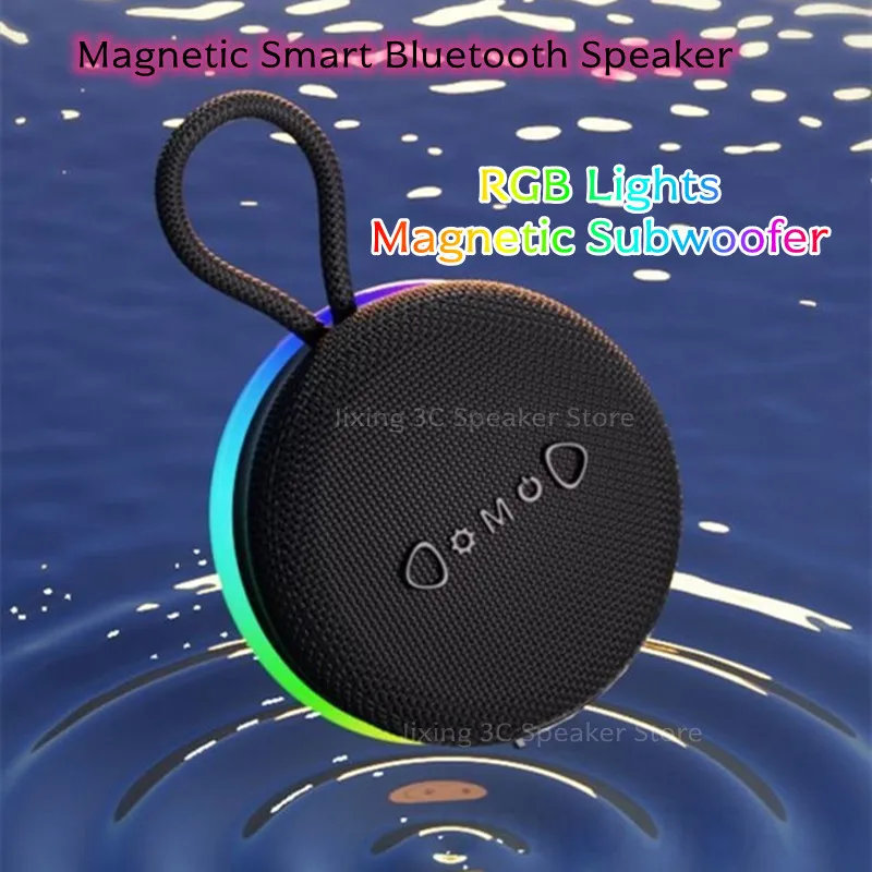 

Магнитный умный Bluetooth-динамик, уличный водонепроницаемый мини-сабвуфер, RGB-подсветка, HIFI стерео беспроводной бумбокс, портативный TF-плеер