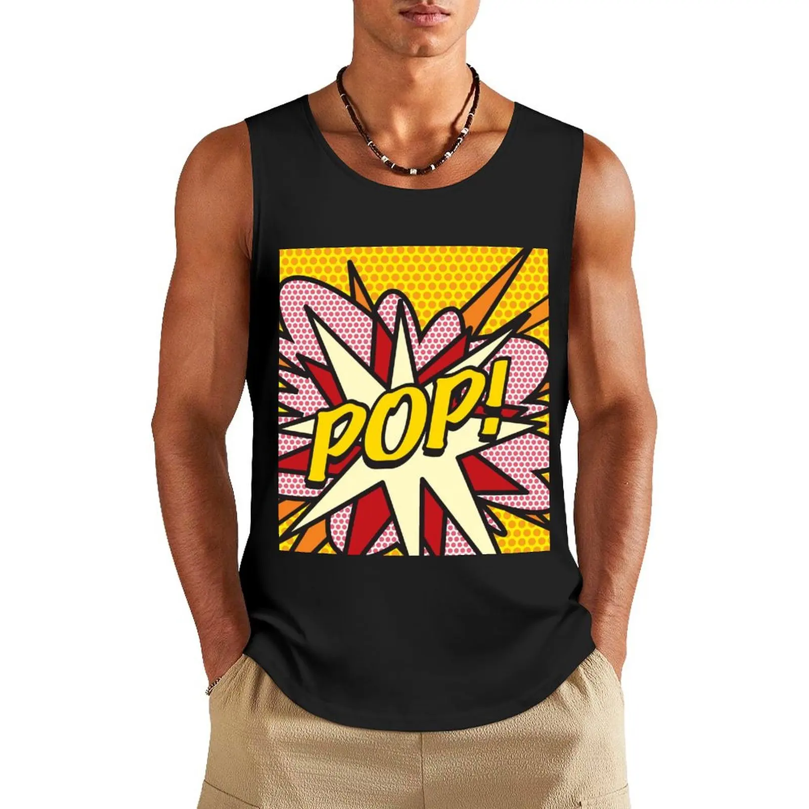 

POP Comic Book Pop Art Cool Retro Trendy Tank Top Men's summer clothes Top summer
