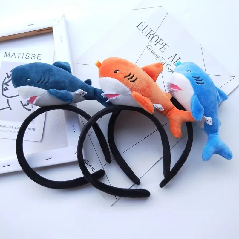 

BYL Cartoon Shark Plush Hairband Face Wash Hair Hoop Funny Ocean Animal Doll Headband for Woman Girls Cute Hair Accessories