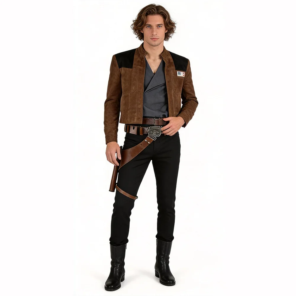 

Han Solo Cosplay Costume Casual Set Movie Character Halloween Party Masquerade Performance Clothing for Adults Men